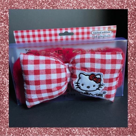♥️ Crème shop x Hello Kitty red gingham bow plushy headband. - Picture 1 of 5